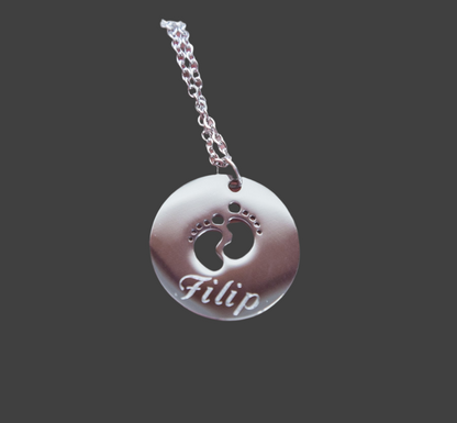 Baby Feet New Mom Necklace With Engraved Name Personalized Mother Baby Charm New Baby Pendant