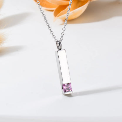 Birthstone Zircon Cremation Jewelry for Ashes, Urn Necklace, Stainless Steel Memorial Necklace to Hold the Ashes of Your Loved One for Pet or Human Ashes