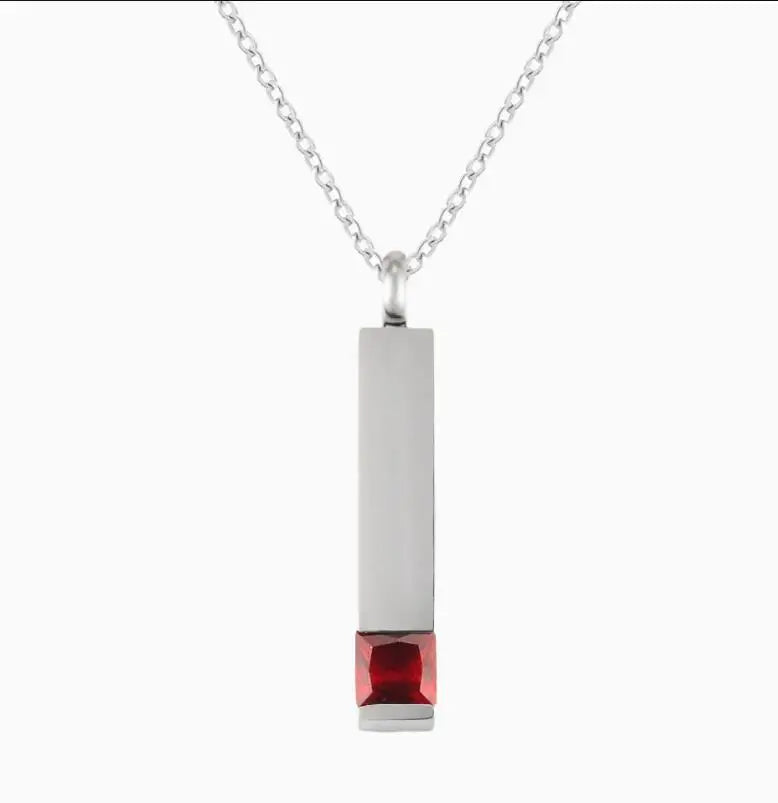 Birthstone Zircon Cremation Jewelry for Ashes, Urn Necklace, Stainless Steel Memorial Necklace to Hold the Ashes of Your Loved One for Pet or Human Ashes